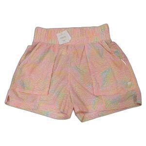 Fabletics Ultra High-Waisted Piped Nylon Shorts Coral Leopard Size Large NWT